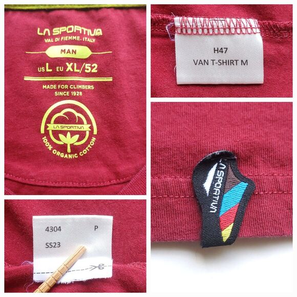 La Sportiva Van T Shirt Mens L Red Organic Cotton Camper Bus Outdoor Life - Picture 6 of 9